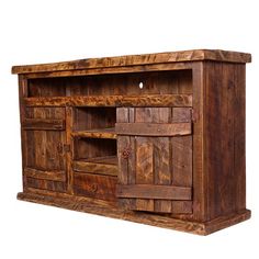 This Old Fashion Woodcutter TV Console is crafted from reclaimed wood for a rugged western look that is heavy and chunky. Perfect for adding a sense of style and durability to your home. Western Dresser, Rustic Tv Console, Lodge Furniture, Turquoise Bedding, Ranch Furniture, Cowhide Furniture, Wood Tv Console, Barnwood Furniture, Western Furniture