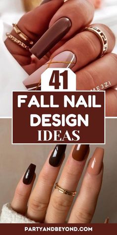 Fall Colored Nail Designs, Fall Color Nails Autumn Gel Designs, Nails With Leaves Fall, Fall Autumn Nail Designs, Earth Tone Nails Designs, November Nail Art Fall, Two Tone Nail Designs, Fall Nail Art Designs Autumn, Fun Fall Nail Designs