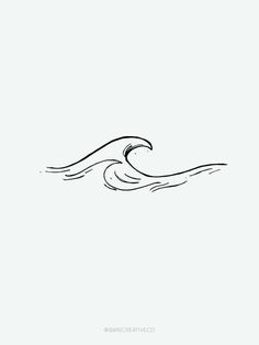 a black and white drawing of a wave