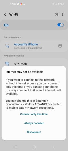 an iphone screen showing the internet connection