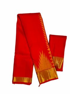 Pure Handloom Silk Kanchivaram Desginer Saree in Red with Temple Border and full Zari Pallu Red Chanderi Churidar With Cutdana, Red Silk Churidar For Transitional Season, Transitional Red Silk Churidar, Red Raw Silk Kurta With Traditional Drape, Red Chanderi Salwar Kameez With Cutdana, Red Churidar With Cutdana In Traditional Drape, Red Salwar Kameez With Traditional Drape For Navratri, Red Raw Silk Anarkali Set For Navratri, Red Raw Silk Churidar With Traditional Drape