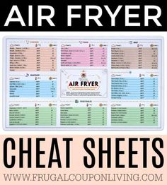 an air fryer sign with the words, heat sheets and instructions for cooking in it