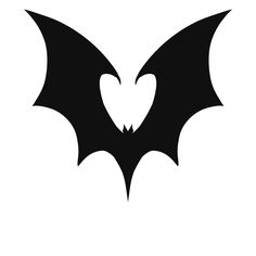 the batman symbol is shown in black and white, with an open heart at the bottom