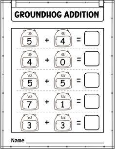 the groundhog addition worksheet for students to practice subtracing and adding