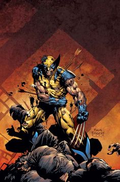 wolverine the man with claws on his chest standing in front of a pile of dead animals