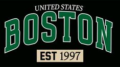 the boston logo is shown in green and white, with an old - school look