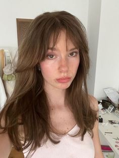 Long Curtain Bangs With Fringe, Non Layered Haircuts, Long Hair Face Framing Curtain Bangs, Fringe Into Curtain Bangs, Curtain Bangs Haircut Straight Hair, Short Layers Wispy Bangs, Hair With Long Fringe, Layered And Bangs Haircut, Long Hair And Fringe Bangs