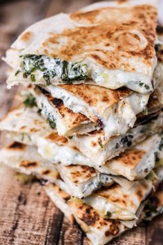 several quesadillas stacked on top of each other