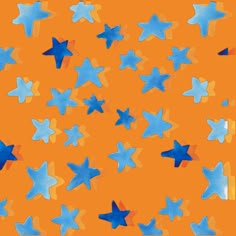 an orange background with blue stars on it