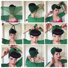 Pin Up Hair Tutorial, Maquillage Pin Up, Vintage Hair Scarf, Cabelo Pin Up, Miss Victory Violet, Victory Violet, Beehive Hair