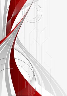 an abstract red and white background with lines, curves and dots on the bottom right corner