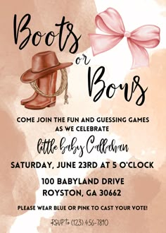 Gender Reveal Invitation Unisex Gender Reveal Themes, Gender Reveal Themes Western, Gender Reveal Buck Or Doe Ideas, Country Style Gender Reveal Ideas, Cowboy Cowgirl Gender Reveal Ideas, Western Gender Reveal Invitations, Cute Country Gender Reveal Ideas, Cowboy Vs Cowgirl Gender Reveal