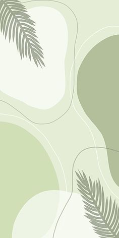 an abstract green and white wallpaper with palm leaves on the left side of it