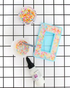 the supplies needed to make this diy sprinkle cake