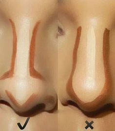 naso contouring Contouring Nose, Facial Contouring Makeup, Face Contouring Tutorial, Contour For Round Face, Highlight Contour Makeup, Make Up Diy, Makeup Contouring, Makeup Ojos, Contouring Makeup