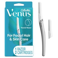 Say "buh-bye" to any unwanted facial hairs and "hello" smooth glowing skin with the Venus for Facial Hair & Skin Care Dermaplaning Face Razor for women. Our facial hair remover starter kit comes with 1 refillable premium handle and 2 razor blades, so you can get spa-like smooth glowing skin from the comfort of home. This dermatologist-tested facial razor is easyto-use and designed to remove fine hair, dead skin cells, dirt, and oil. With our Skin Defense Guard and a protective rounded tip, these Best Facial Hair Remover For Women, Tria Hair Removal Laser, Hair Razor Tool, Crystal Smooth Hair Removal, Hair Removal Tools For Women, Best Wax For Face Facial Hair, Facial Laser Hair Removal, Face Razor For Women, Dermaplaning Razor