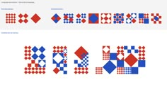 an image of some type of art work that looks like it is made out of red, white and blue squares