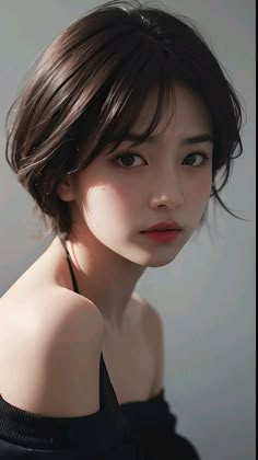 Model Short Hair Female, Japanese Modeling Female, Female Short Hairstyles, Side Part Hairstyles, Choppy Bob Hairstyles, Cute Box Braids Hairstyles, Portrait Reference, Kawaii Hairstyles