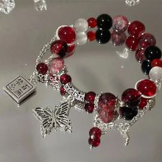 Tian Guan Ci Fu Bracelet Cosplay Hua Cheng Xie Lian Couple Heaven Official's Blessing Butterfly Xie Lian Hua Cheng, Blessing Beads, Red Beaded Bracelet, Cosplay Jewelry, Hua Cheng, Stackable Bangles, Kawaii Jewelry, Beads Chain, Hand Chain