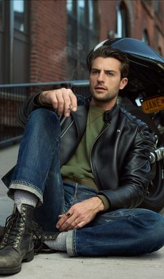 Leather Outfits, Biker Jacket, Jacket Outfits, Boots Men, Jean Jacket