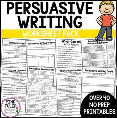 the persuasiive writing worksheet pack