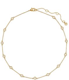 From kate spade new york&#x2C; the Set In Stone Station Collar Necklace feature:Collar necklaceGold-tone hardwareSignature lobster claw closureApprox. 16" length Imported. Kate Space Necklace, Gold Collar Necklace, So Kate, Perfect Handbag, Live Colorfully, Rhinestone Jewelry, Dillard's, Collar Necklace, Kate Spade New York