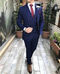 Dark Blue Suit Wedding, Wedding Groomsmen Suits, Navy Blue Suit Men, Unique Mens Wedding Suits, Casual Wedding Suit, Engagement Suits, Wedding Suits Men Blue, Navy And Burgundy Wedding, Wedding Suits For Men