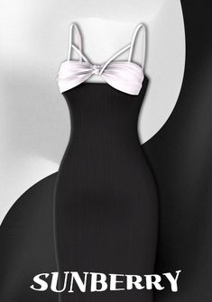 a black and white dress with a bow on the top that says, sunberry