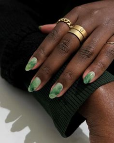 Aesthetic Nails Green, Milk Bath Nails, Bath Nails, Coachella Nails, Jade Nails, 20 Aesthetic, Green Nail Art, Latest Obsession