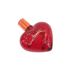 a red heart shaped perfume bottle with the word dolcehooky on it