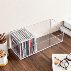 Clear Acrylic Stackable CD Holder Rack with Cutout Carrying Handles, Jewel Case Display Crate-MyGift Cd Organization Ideas, Diy Cd Storage, Cd Display Ideas, Cd Storage Ideas, Cd Organization, Cd Display, Custom Cd, Cd Shelves, Vinyl Shelf