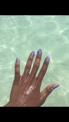 Pastel Blue Purple Nails, Summer Nails 2024 Purple, Purple Blue Chrome Nails, Pastel Purple Chrome Nails, Summer Nails Cat Eye, Chrome Vacation Nails, Purple Vacation Nails, Round Chrome Nails, Blue Crome Nails Acrylic