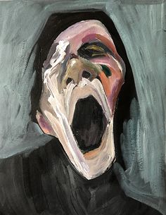 a painting of a man with his mouth open