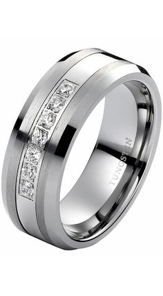 men's wedding band with princess cut diamonds