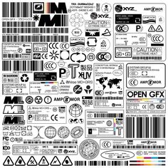 a bar code with various symbols and colors