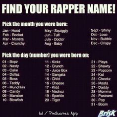 an iphone screen with the text find your rapper name