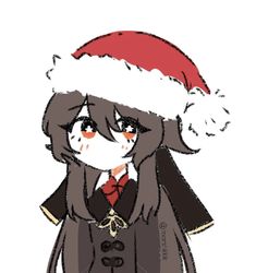 a drawing of a girl wearing a santa hat