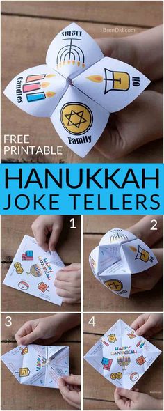 the instructions for how to make an origami hanukkah joke teller