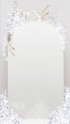 a white frame with flowers and leaves on it