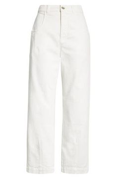 These ankle-cropped pants in stretchy cotton twill channel an elevated workwear aesthetic with darted seams at the scooped pockets and hems. Button fly Front scoop pockets; back patch pockets 98% cotton, 2% elastane Machine wash, line dry Made in Italy Designer Clothing Elevated Workwear, Workwear Aesthetic, Back Patch, Cropped Pants, Cotton Twill, Work Wear, Designer Clothing, Straight Leg, Nordstrom