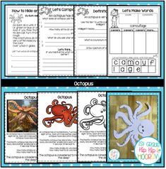 an octopus and other animals worksheet for kids to learn how to read the text