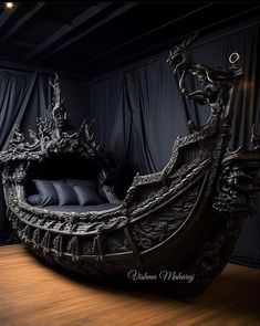 an elaborate bed in the middle of a room