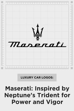 an advertisement for a luxury car company with the name maserati inspired by neptune's tridentt for power and vigor