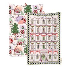 two quilts with christmas decorations on them and one has a tree in the middle