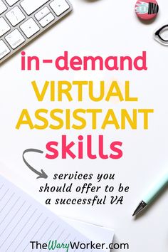 the words in - demand virtual assistant skills are shown