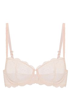 Designed in France, this dreamy lace bra offers divine comfort and a flattering shape with supportive underwire and an inner tulle sling. Back J-hook converts straps to racerback 75% polyamide, 25% elastane Hand wash, dry flat Imported Full Coverage Lace Nursing Bra With Delicate Lace, Feminine Lace With Built-in Bra, Full Cup Lace Nursing Bra With Lace Closure, Elegant Full Cup Bra With Delicate Straps, Fitted Lace Nursing Bra With Delicate Lace, Feminine Full Coverage Lace Bra, Lace Nursing Bra With Removable Pads, Delicate Fitted Bra With Delicate Straps, Sweetheart Neckline Bra With Lace Closure