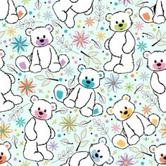 OASIS Fun Flannel OA-44-6271 Light Blue - Cotton Fabric Chalk Texture, Attic Window Quilts, Teddy Bear Print, Blue Teddy Bear, White Teddy Bear, Class Gift, Bear Print, Moda Fabrics, Flannel Fabric