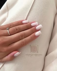 Best Nails For Photoshoot, Short Nails With Nail Polish, Cute Nails For Work Simple, Faint French Tip Nails, Summer Acrylic Square Nails, Short Acrylic Nails Short Nail Bed, Wedding Guest Acrylic Nails, French Nails With Funny Bunny, Clean Set Nails