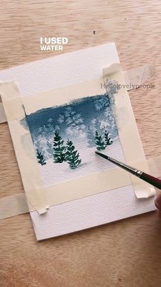 Watercolor Sketching, Watercolor Art Landscape, Learn Watercolor, Snowy Trees, Snowy Forest