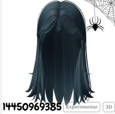 an animated image of a woman with long black hair and a spider on her head